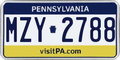 PA license plate MZY2788