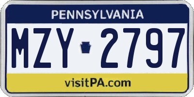 PA license plate MZY2797