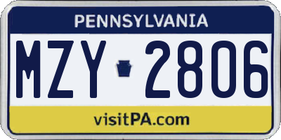 PA license plate MZY2806