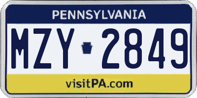 PA license plate MZY2849