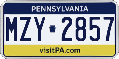 PA license plate MZY2857