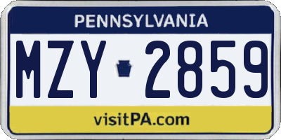 PA license plate MZY2859