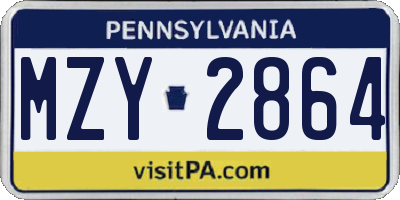 PA license plate MZY2864