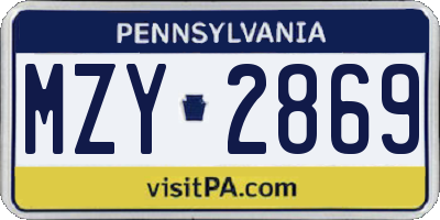 PA license plate MZY2869