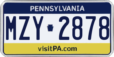 PA license plate MZY2878