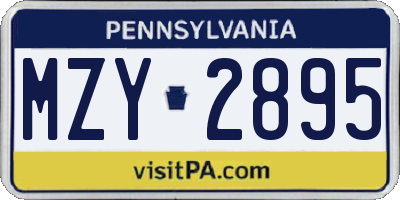 PA license plate MZY2895