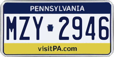 PA license plate MZY2946