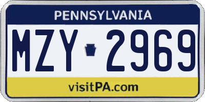 PA license plate MZY2969