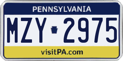 PA license plate MZY2975
