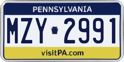 PA license plate MZY2991