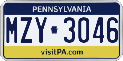 PA license plate MZY3046