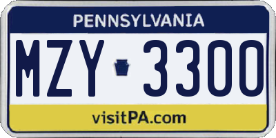 PA license plate MZY3300