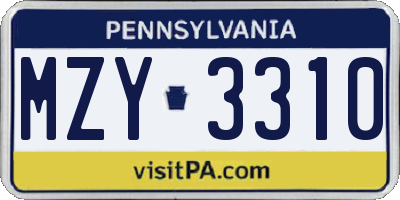 PA license plate MZY3310