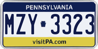 PA license plate MZY3323