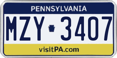 PA license plate MZY3407