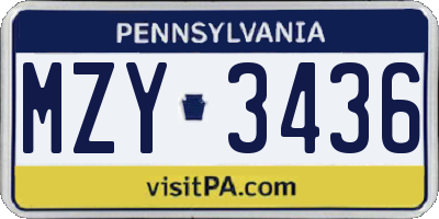PA license plate MZY3436