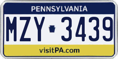 PA license plate MZY3439