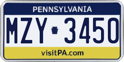 PA license plate MZY3450