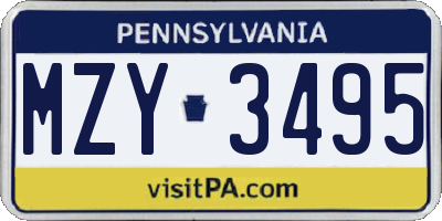 PA license plate MZY3495