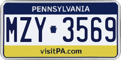 PA license plate MZY3569