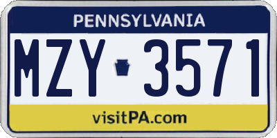 PA license plate MZY3571