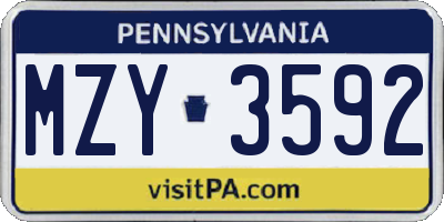 PA license plate MZY3592