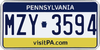 PA license plate MZY3594