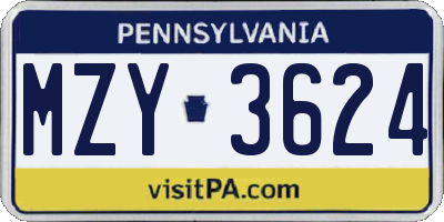 PA license plate MZY3624