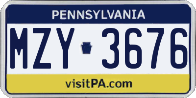 PA license plate MZY3676