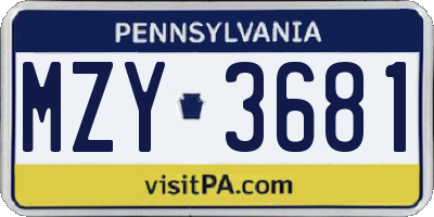 PA license plate MZY3681