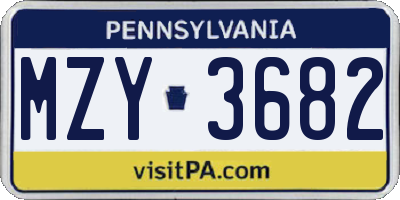 PA license plate MZY3682
