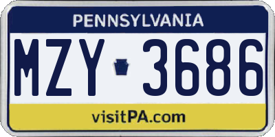 PA license plate MZY3686