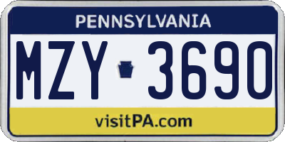 PA license plate MZY3690