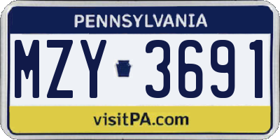 PA license plate MZY3691