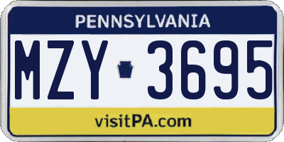 PA license plate MZY3695