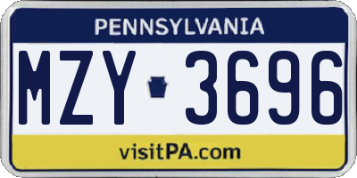 PA license plate MZY3696