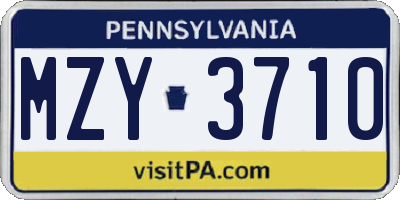 PA license plate MZY3710