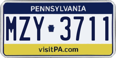 PA license plate MZY3711