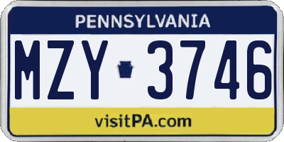 PA license plate MZY3746