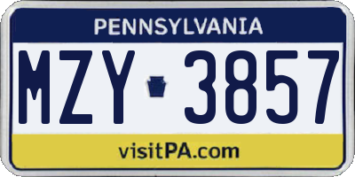 PA license plate MZY3857
