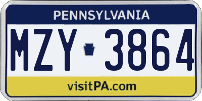 PA license plate MZY3864