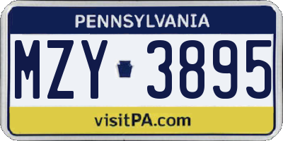 PA license plate MZY3895