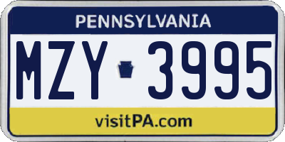 PA license plate MZY3995