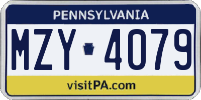 PA license plate MZY4079
