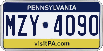 PA license plate MZY4090