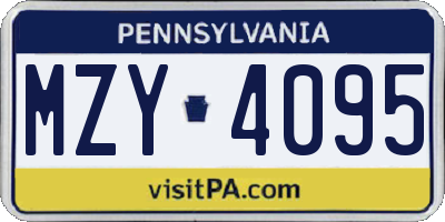PA license plate MZY4095