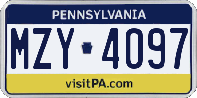 PA license plate MZY4097