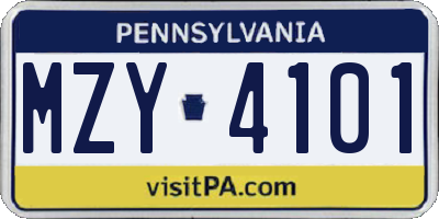 PA license plate MZY4101