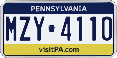 PA license plate MZY4110