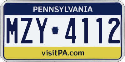 PA license plate MZY4112